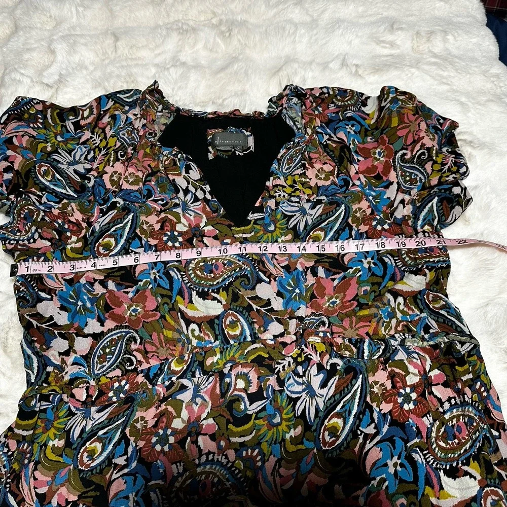 Anthropologie Floral Paisley Mini Dress in Black, Blue, Pink, Olive - Picture 11 of 11